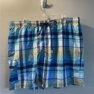 NEW  Tommy Bahama Men's Swim Trunks! NAPLE RIVIERA MADRAS 5660-KINGDOM BLUE!